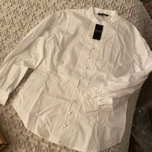 Cotton broadcloth balloon sleeve shirt